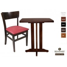 Conjunto Mesa Pé Central com 2 Cadeiras Madeira ou Estofadas - Cod: 1957